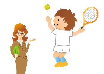テニスを楽しむ少年
